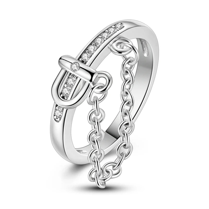 925 Sterling Silver Sparkling Zircon Ring - Classic Stackable Wedding Band for Women