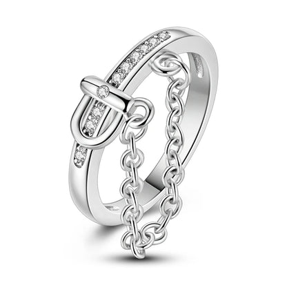 925 Sterling Silver Sparkling Zircon Ring - Classic Stackable Wedding Band for Women