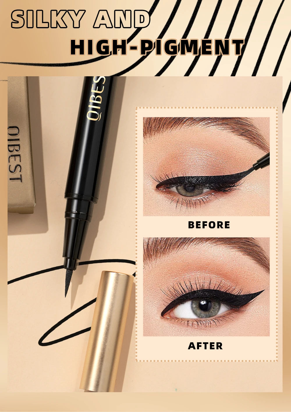 Long Lasting Black Liquid Eyeliner Waterproof Eye Liner Pencil Quick Drying Not Bloom Natural Eyeliner Liquid Pen Cosmetic Tools