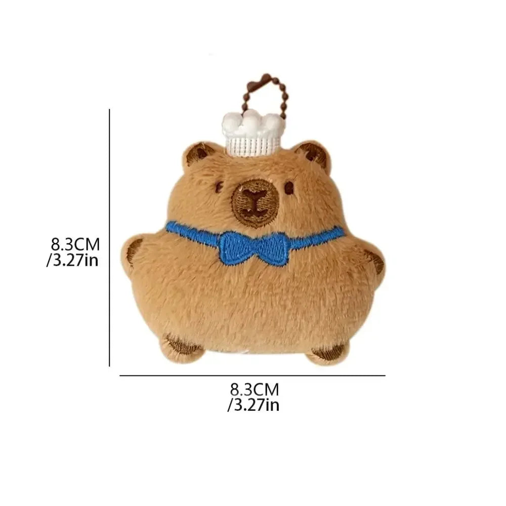 Cartoon Capybara Pendant Decoration Soft Plush Bread Key Chain Plush Stuffed Croissant Food Plush Keychain Hanging Accessory
