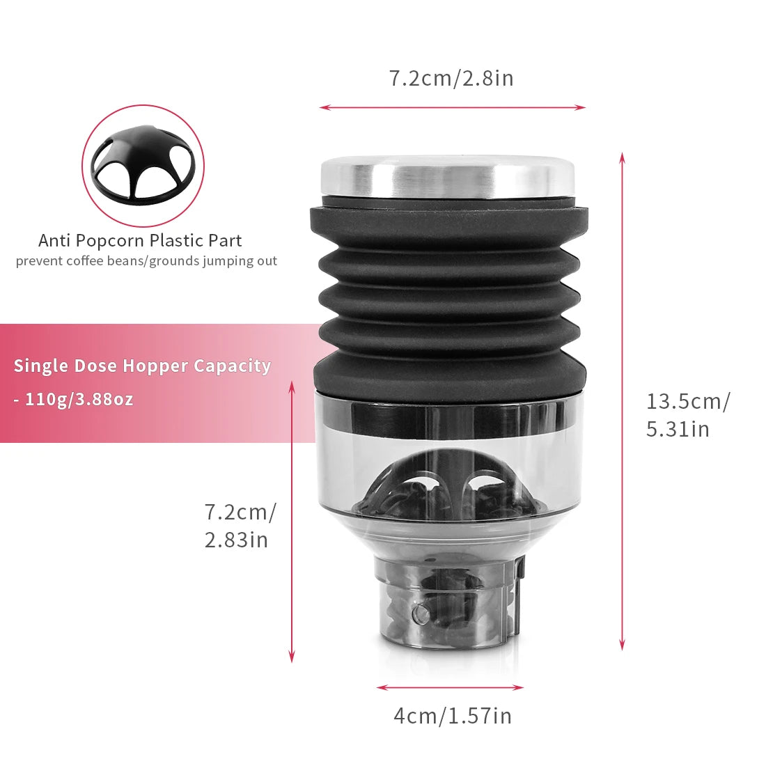 Coffee Beans Grinder Single Dose Hopper and Bellows Coffee Grinder Bean Bin Blowing Cleaning Tool For Eureka Mignon Grinder