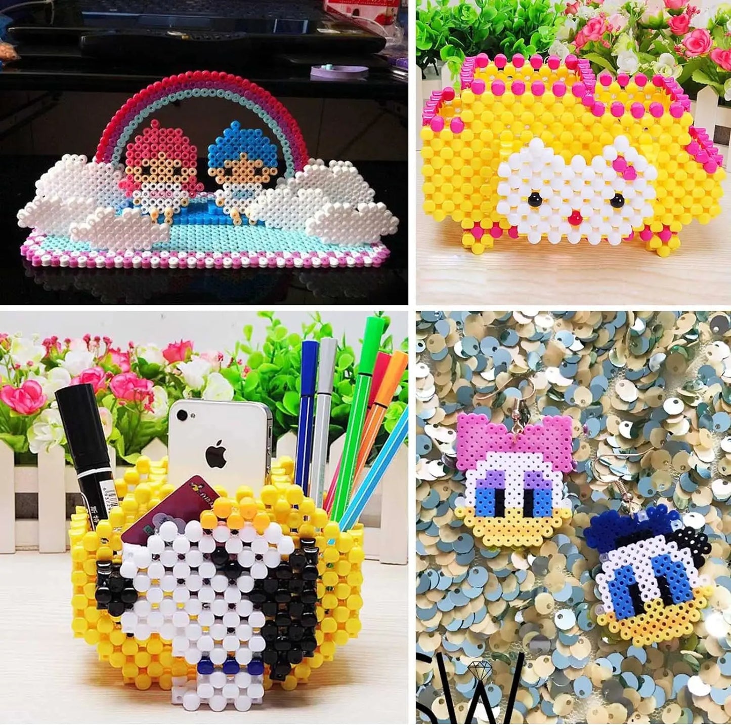 12PCS Mini Fuse Beads Pegboards 2.6mm Plastic Perler Bead Pegboard Square  Board Large Clear Perler Hama Bead Pegboard DIY Toys