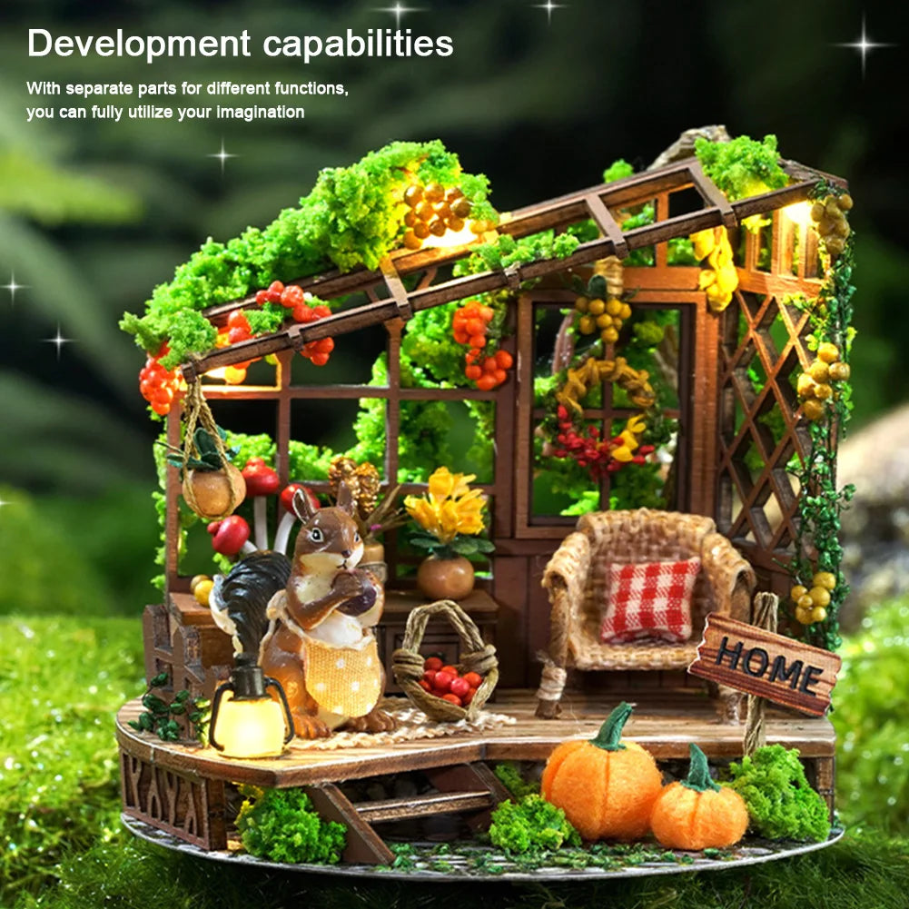 Dream Bottle Model Kit Wooden Mini Handmade Doll House Creative Miniature Room Models Toys Easter Gifts for Children