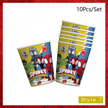 Spiderman Birthday Party Decorations Disposable Tableware Plate Cup Napkins Bags Spidey Party Birthday Decoration Supplies Set