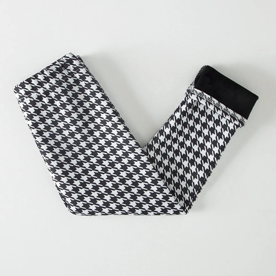 Girls Winter Leggings - Warm Plush Thickened Butterfly Print Pants for Kids