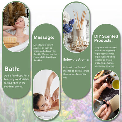 9pcs 10ml Diffuser Aroma Oil Pure Natural Essential Oils Gift Set Kit Rose Lavender Jasmine Eucalyptus Vanilla Mint Ylang Ylang