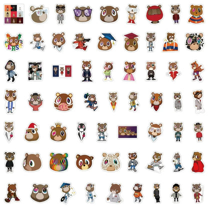 50Pcs Kanye West Ye Bear Stickers Aesthetic Waterproof Graffiti Decals DIY Luggage Guitar Laptop Skateboard Decoration