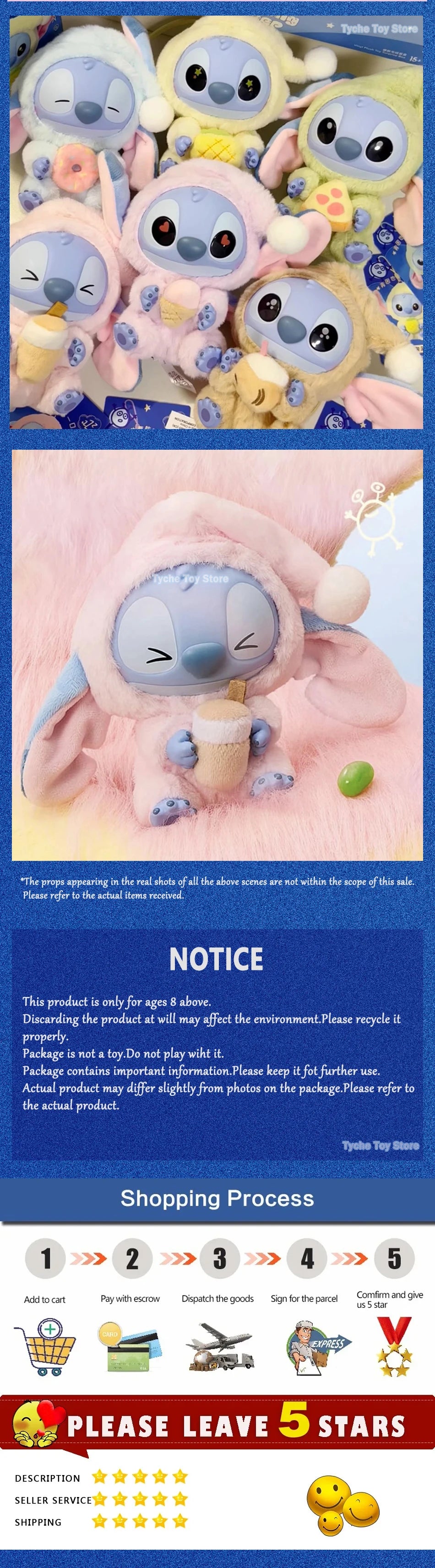 Heißes Spielzeug! Kawaii Stitch Blindbox-Tasche „Eat Some Thing Before Sleep“-Serie Vinyl-Anhänger, süße Puppe, Überraschungsbox, flauschige Puppe für Erwachsene