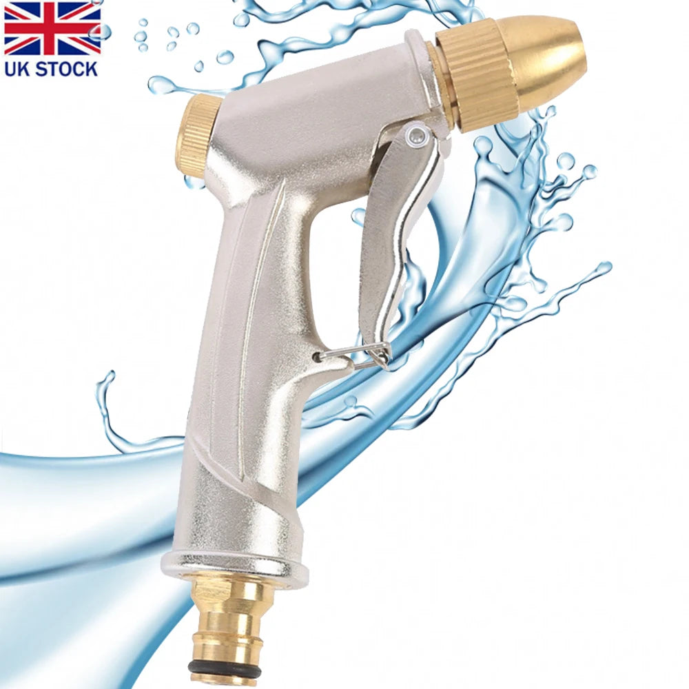 Metal Hose Water Spray Gun High Pressure Nozzle Car Garden Lawn Wash Pipe