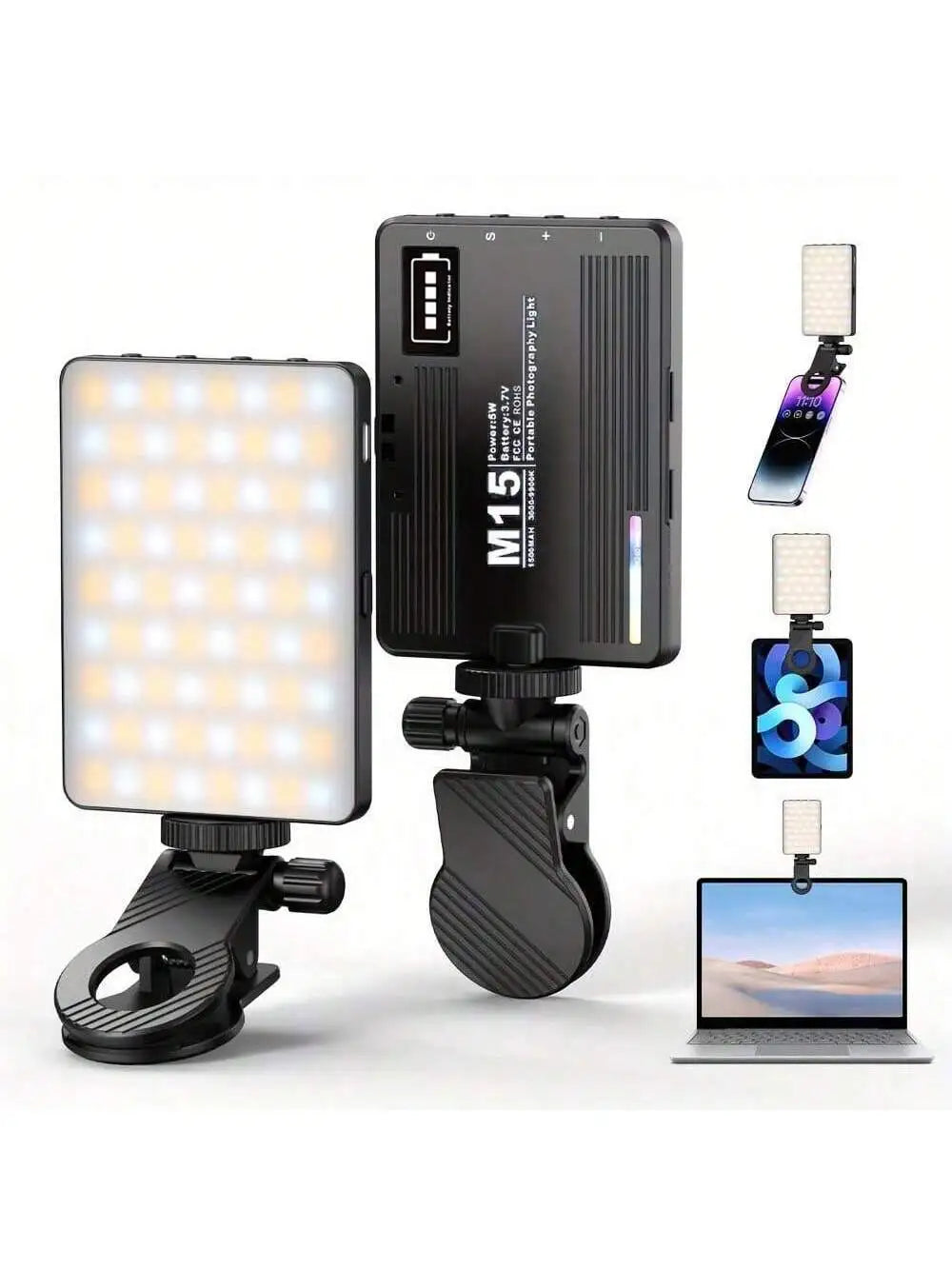 Rechargeable Selfie Light, Phone Fill Light with Clip, Portable Detachable Clip-On Video Light for Selfies, Makeup, Live Streaming, Suitable for Iphone, Android, iPad Smartphones