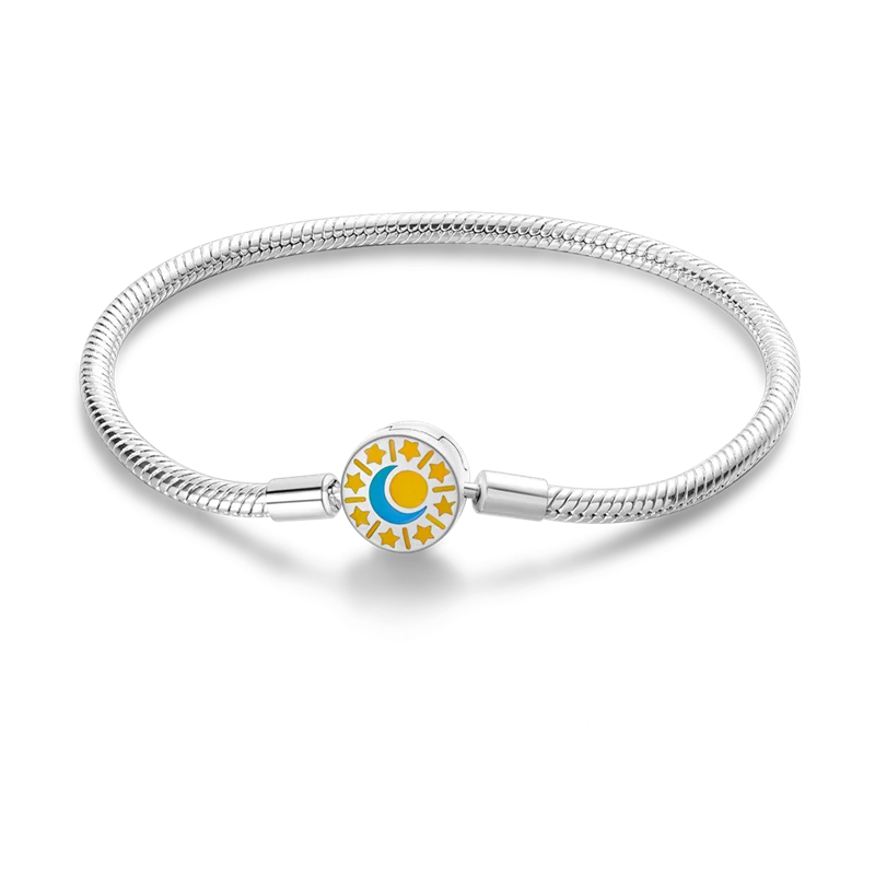 925 Sterling Silver Charm Bracelet - Leaf, Clover, Butterfly & Heart Design | 17-20cm Adjustable