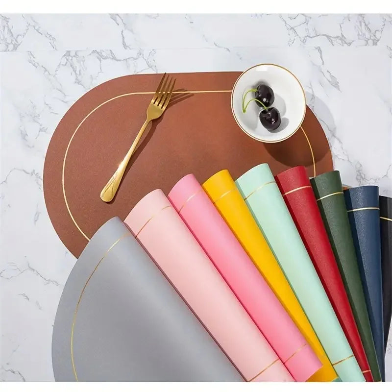 Table Leather Placemats Set of 1/4/6pcs,Washable for Dining,Heat-Resistant Non-Slip Insulation Waterproof Place Mats