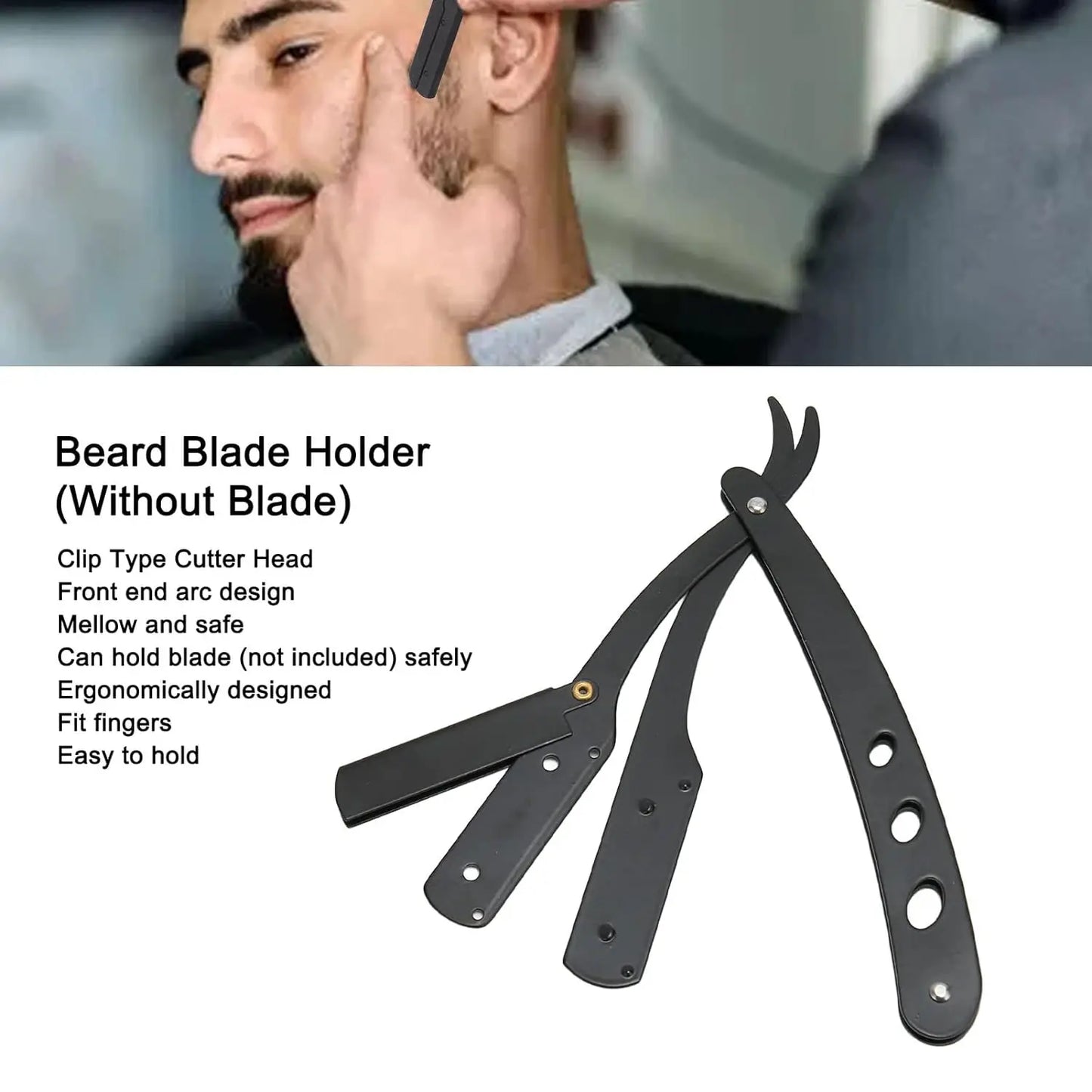 Herrenrasierer, klassischer Klapprasierer, schwarz, Achsel- und Schamhaarrasierer, Edelstahl, Halter