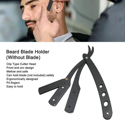 Herrenrasierer, klassischer Klapprasierer, schwarz, Achsel- und Schamhaarrasierer, Edelstahl, Halter