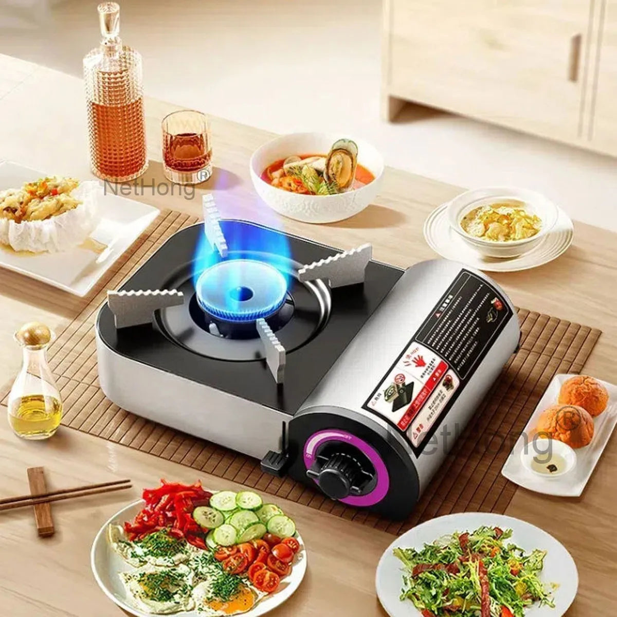 Safety Camping Gas Stove - Portable Single Burner with Auto Shut-Off, Windproof for BBQ Cooking & Outdoor Heating