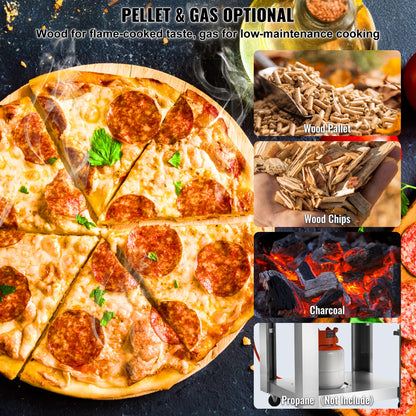 VEVOR Dual Fuel Pizza Oven for Outdoor Use 22" Pizza Oven Pellet & Gas Powered Outdoor Pizza Oven with Cordierite Pizza Stone
