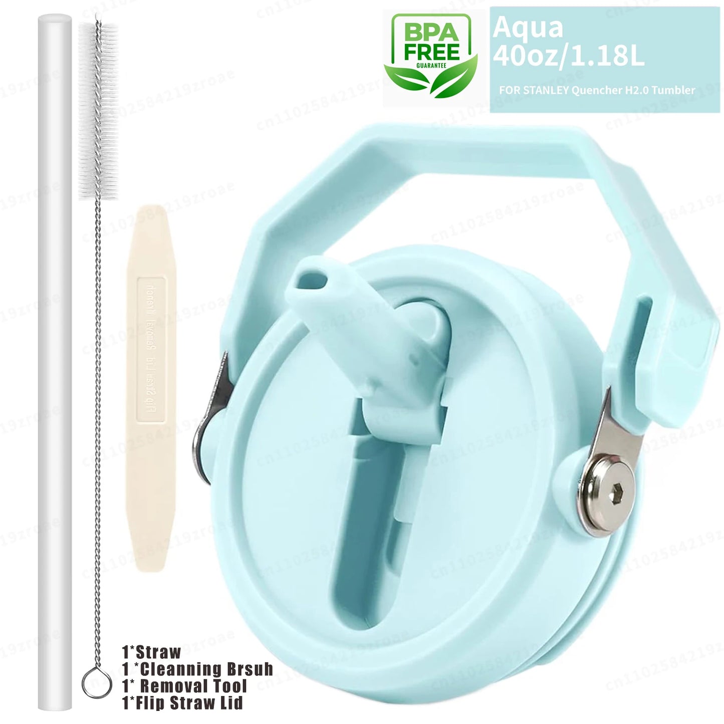 Flip Straw Lid For 40oz Stanley Tumbler Leakproof Portable Handle Lid Exact Color Detachable Flip Straw With Brush&Removal Tool