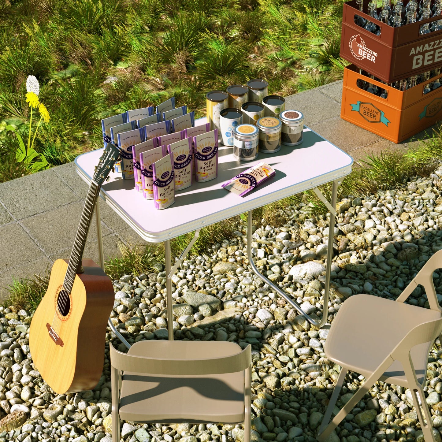 EFAN Folding Table 6FT/80CM Portable Aluminium Party Kitchen BBQ Trestle Outdoor Tool for Camping Picnic Garden Study Writing