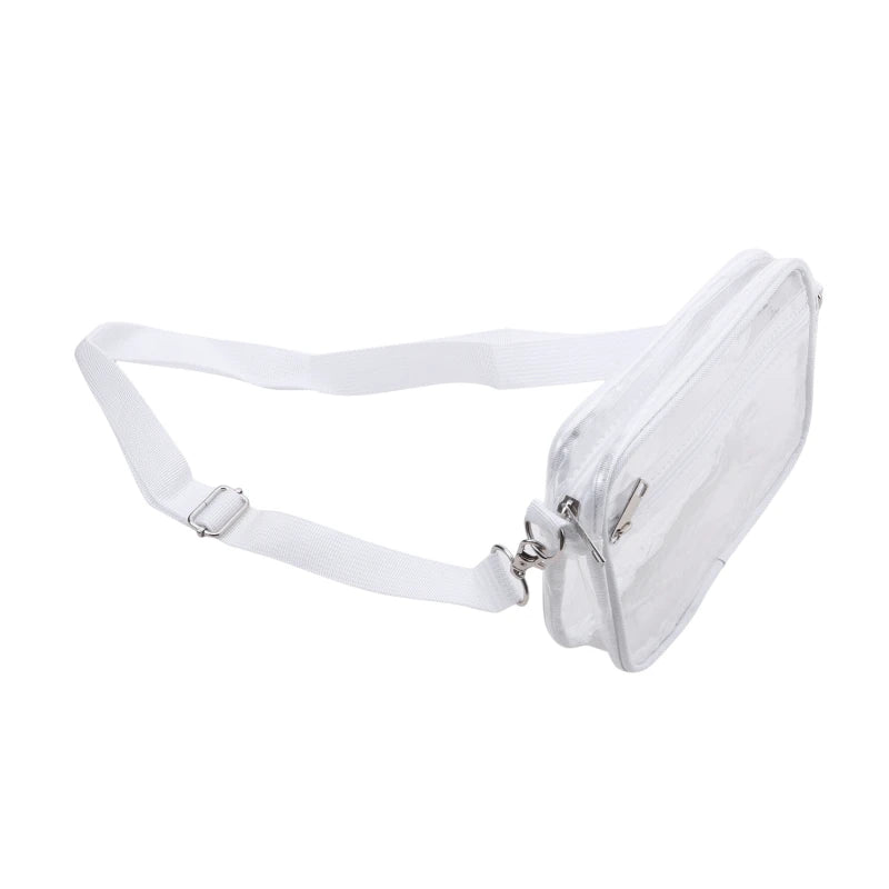 Women Clear Shoulder Bag Solid Color Transparent Purse Female Simple Crossbody Bags With Front Pocket Casual Handbag For Ladies