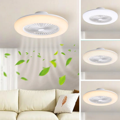KOMORE Round Acrylic LED Ceiling Light Fan with Remote Control 3 Colour Temperature Memory Functions for Office, Living Room
