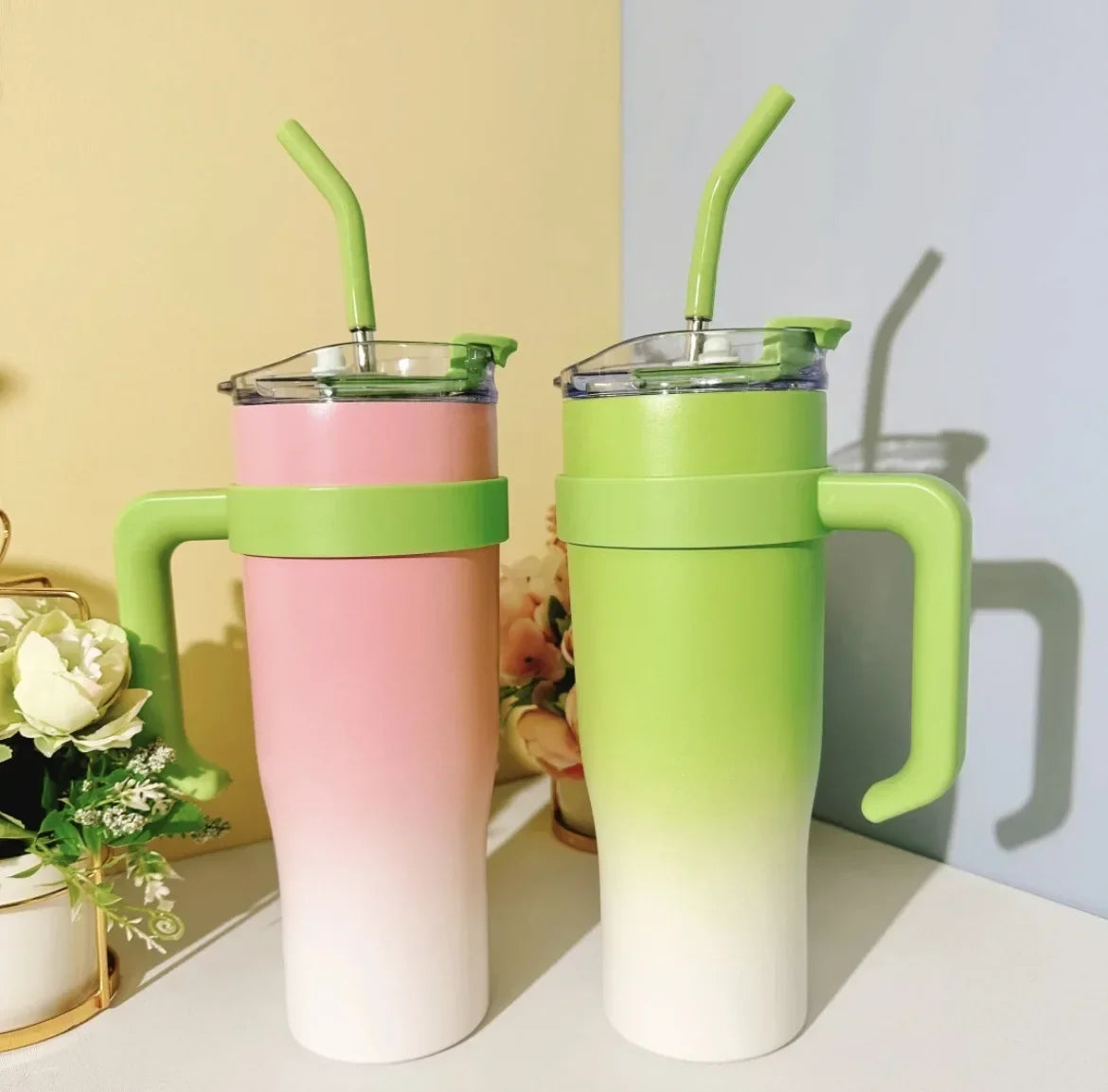 New Insulated Cup Bingba Cup 304 Stainless Steel Water Cup for Girls with Straw Large Capacity 1.2L