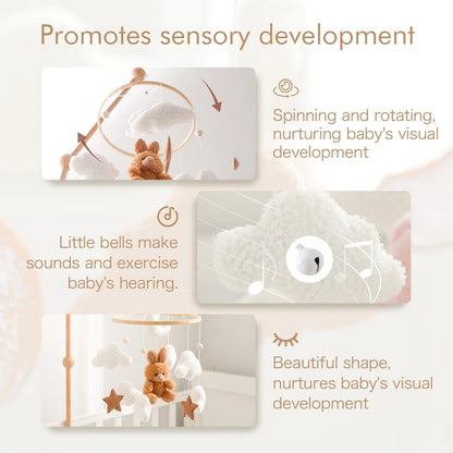 Baby Crib Mobile Bed Bell Toys Musical Rattle Educational Toys Bed Bell Newborn Mobile Bed Bell Bracket Baby Hanging Toys Holder
