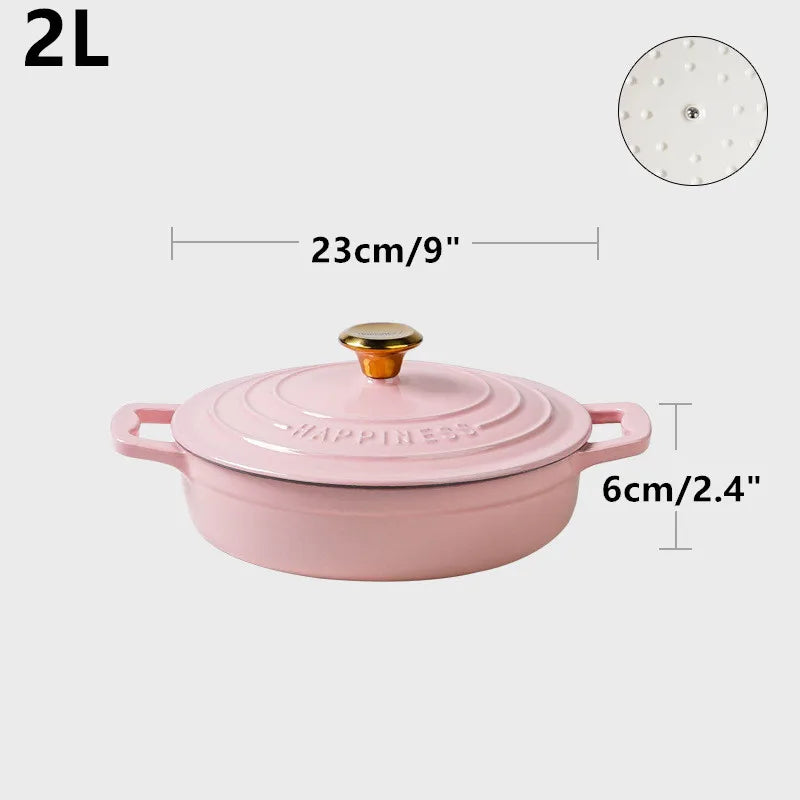 23cm Enameled Cast Iron Dutch Oven 2 Quart Heavy Soup Pot Casserole Dish For Bread Baking And Stew Kitchen Nonstick Braised Pot