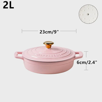 23cm Enameled Cast Iron Dutch Oven 2 Quart Heavy Soup Pot Casserole Dish For Bread Baking And Stew Kitchen Nonstick Braised Pot