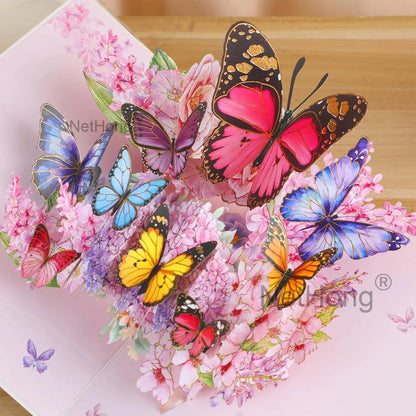 3D Butterfly Pop Up Greeting Cards Postcard For Valentine's Day, Mother, Anniversary, Wedding Invitation Greeting, Birthday Gift