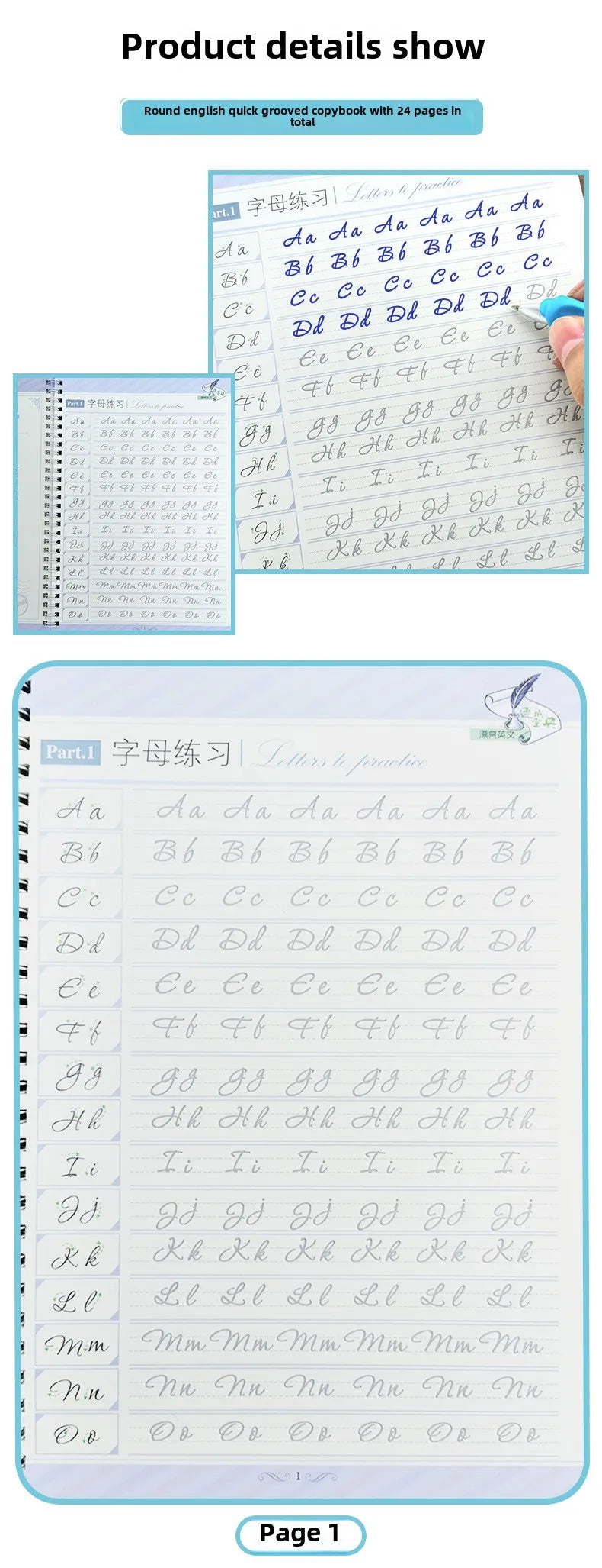 Exercises Copybook Calligraphy Practice Book Cursive Writing English Pen Chinese Calligraphy for Adult Children