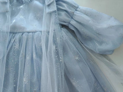 Girl's Elsa Frozen Princess Dress Long Sleeve Gown Elegant Costume for Baby Girl Birthday Party One-piece Dresses 3-9 Years Old