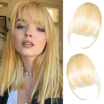 Women Clip-in Bangs Natural Wispy Forehead Hair Extensions Faux French Bangs Girls Straight Air Bangs Fringe Wig Hairpieces