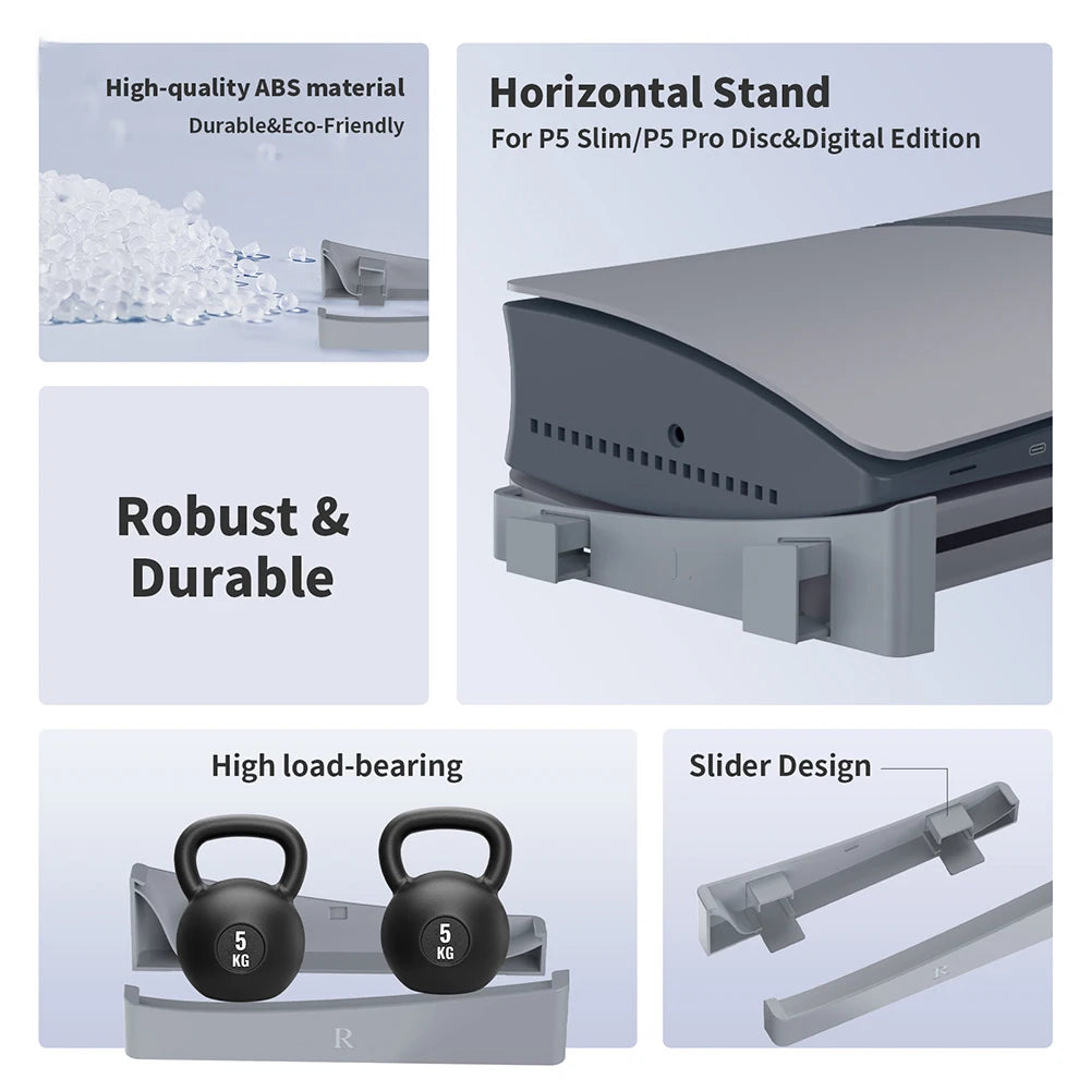 Horizontal Game Console Base Stand Holder Game Console Desk Stand Storage Rack Host Storage Rack for PS5/PS5 Slim