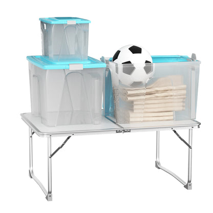 Mini Folding Picnic Table with Carry Handle, Aluminum Frame, Laptop Table for Sofa Bed Couch Floor, 60x40x24cm, Green/White