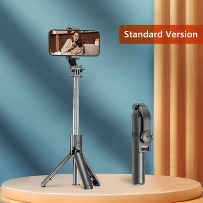 Selfie Stick Tripod with Detachable Bluetooth Remote, 360° Rotation,Extendable Pole, Fill Light Option, for iPhone Android Phone