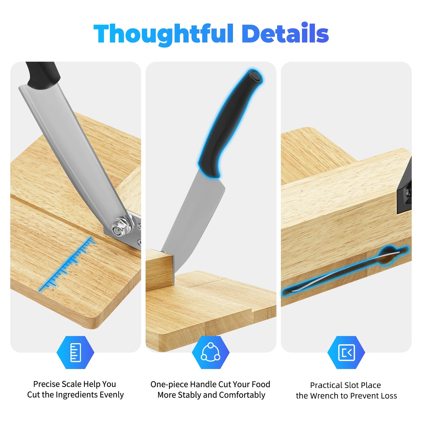 Manual Biltong Cutter & Beef Jerky Slicer Home Cutting Knife w/Oak Cutting Board Seat Guillotine