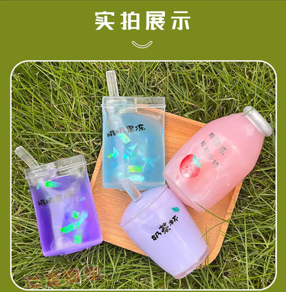 Summer Kawaii Squishy Big Milk Tea Cup Anti-Pressure Pinching Squeeze Kids Toy Fruit Cup Sensory Stress Relief Water Polo Gift