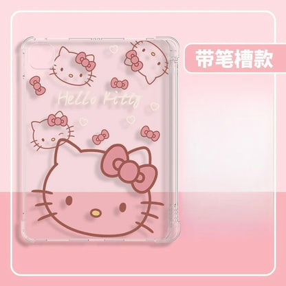 Kawaii Hello Kitty IPad Transparent Protective Case Anime Anti Fall Airbag for Ipadpro2022/2024 Air4/5/6/7 Mini6/7 Ipad8/9/10