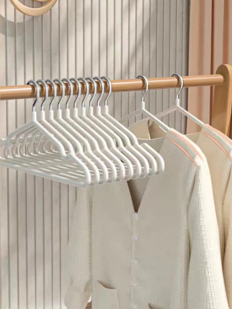 10pcs- Metal Traceless No-slip Clothes Hangers, Durable Strong Clothes Racks, Household Space Saver For Organization Of Bedroom,