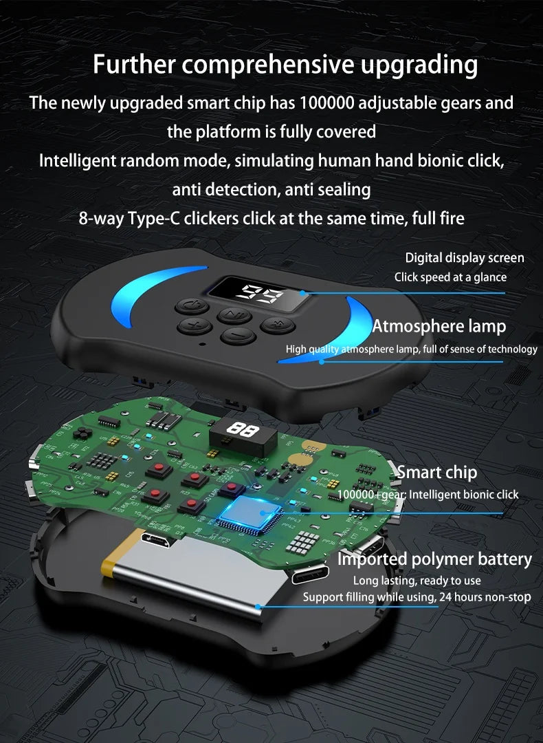 Auto Screen Clicker tiktok like tap smart speed adjustment Phone Pad Tablet laptop auto clicker