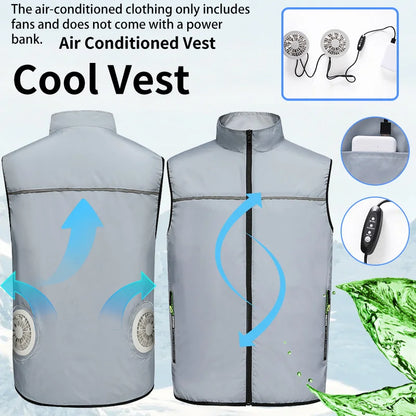 Summer Cooling Fan-Equipped Air-Conditioned Vest—Ideal for High-Temperature Work Environments; Breathable Outdoor Cooling Vest