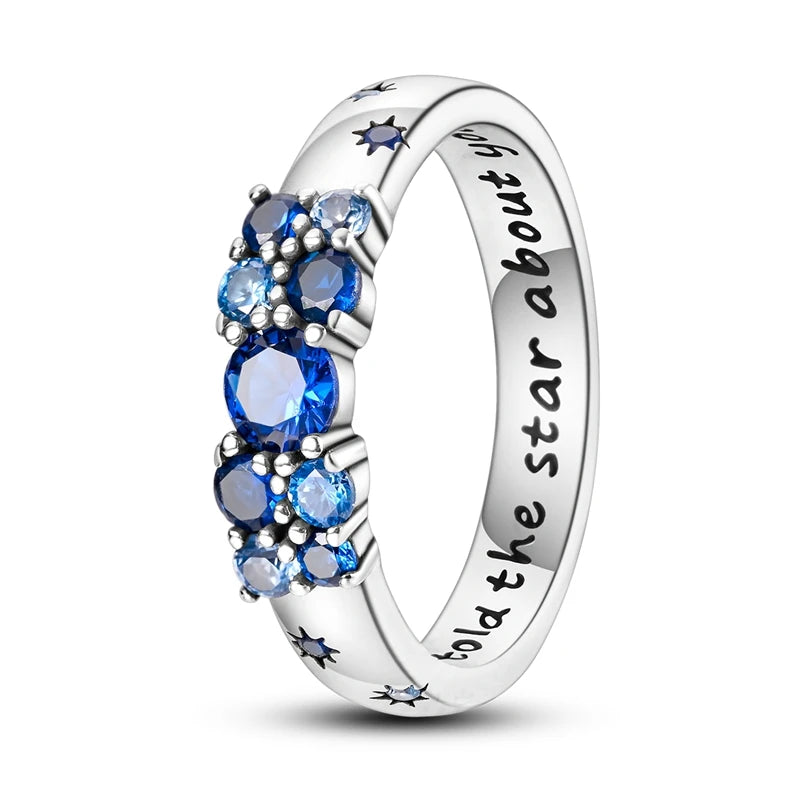 925 Sterling Silver Sparkling Zircon Ring - Classic Stackable Wedding Band for Women