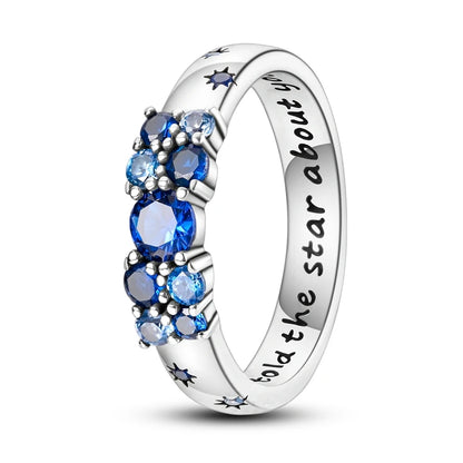 925 Sterling Silver Sparkling Zircon Ring - Classic Stackable Wedding Band for Women