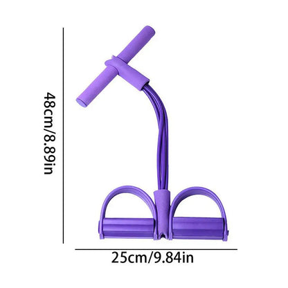 Fitness Resistance Bands-4 Tube Pedal Ankle Puller - Sit Up Leg Stretch Rope Exercise Bands , Stretching Workout Fitness Bands