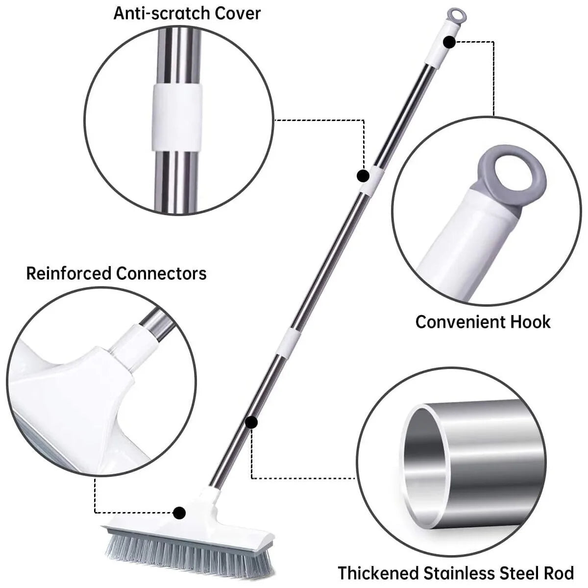 Long Handle Scrub Brush 2 In 1 Floor Scrubber And Squeegee For Cleaning