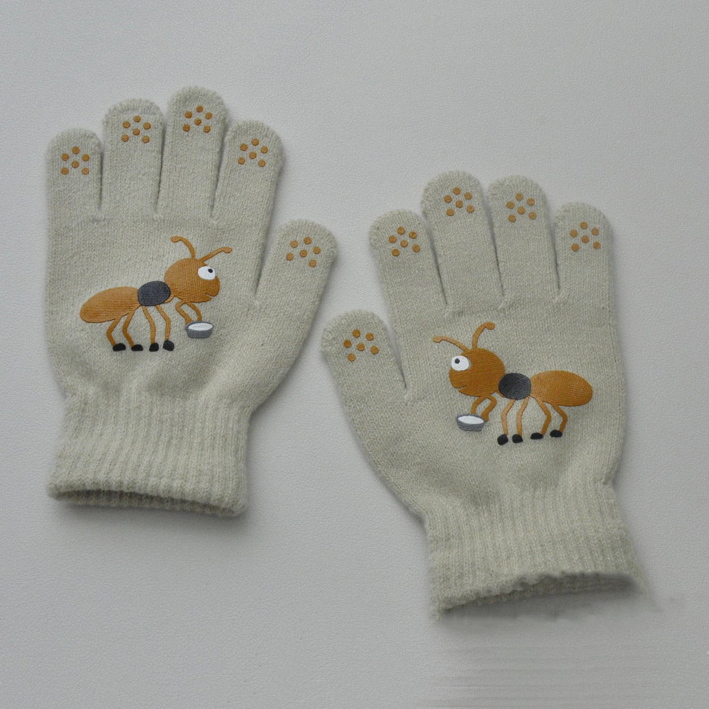 Children Knitted Warm Gloves For 5-12Y Baby Students Winter New Insect Full Finger Mittens Outdoor Cycling Skiing Gloves