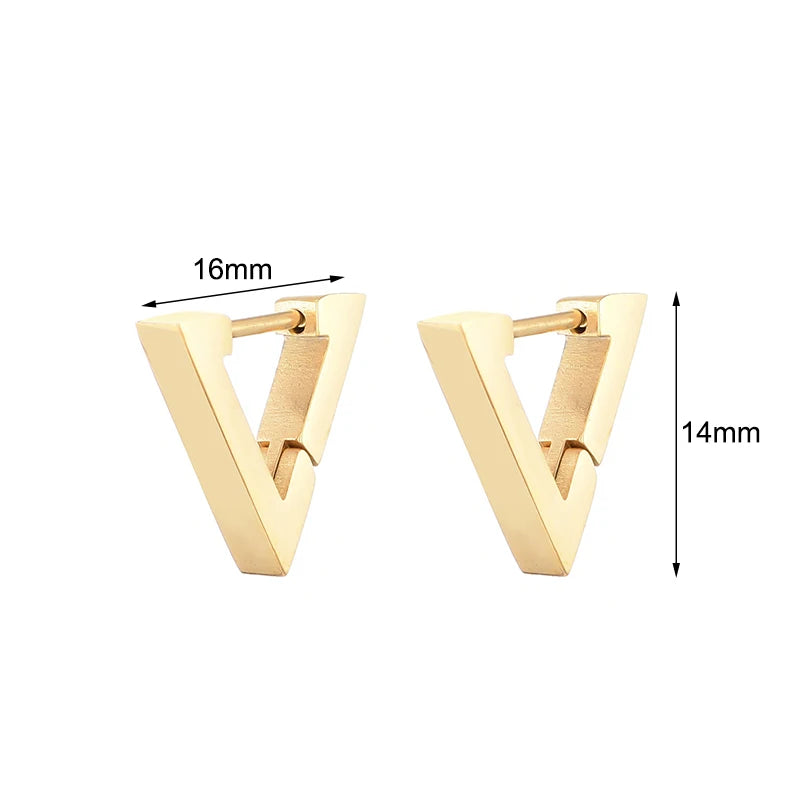 Classic Stainless Steel Hoop Earrings For Women Men Heart Star Oval Rectangle Round Triangle Gold Color Punk Hip Hop Jewelry