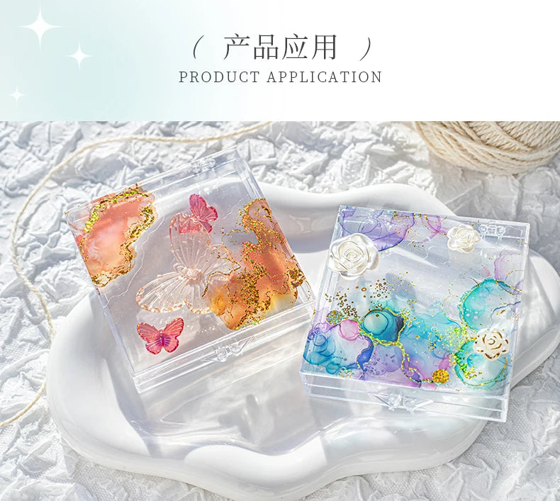 15 Pcs Creative Watercolor smudging hot stamping Stickers hand tent DIY Stick Labels Scrapbooking Material Junk Journal Supplies