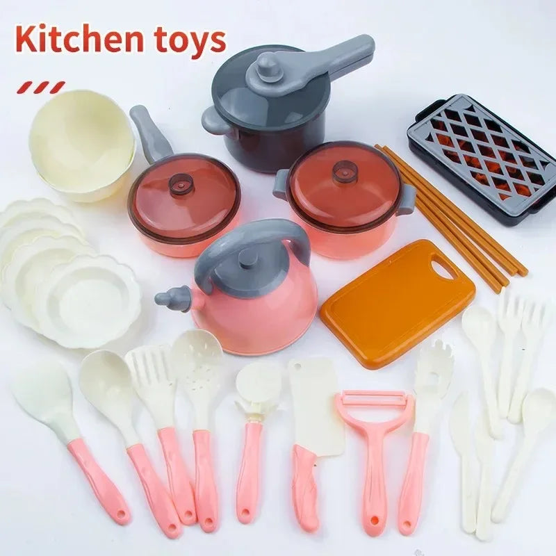 Kids Kitchen Toys Set 59/69 PCS Play Kitchen Accessories Kit with Play Pots Pans Pretend Food Cooking Toy Toddler Girls Boy Gift