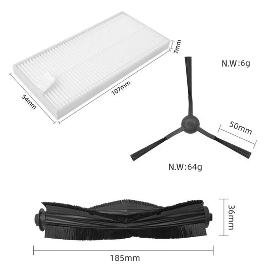 Hauptseitenbürste HEPA-Filter-Wischmopp für Eureka J20 / Midea W20 / W20 Pro Zubehör Ersatzteile